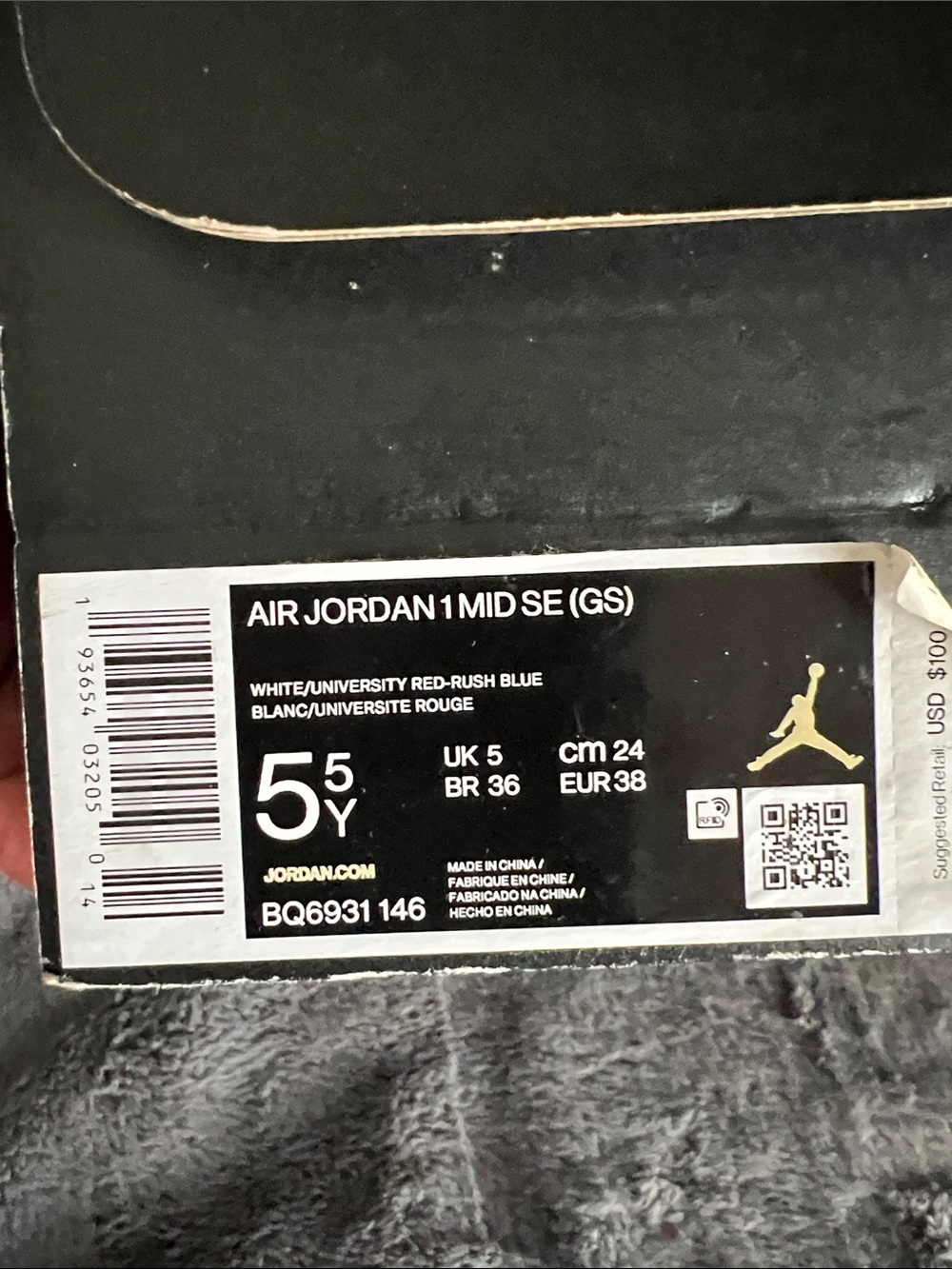 Jordan Air Jordan 1 Mid SE - White/University Red/Rush Blue (Kids)